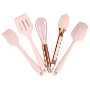 Rose Gold And Pink Kitchen Utensil Small Fivepiece Set Mini Silicone Kid Kitchen - Picture 1 of 10