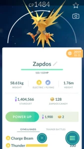 Pokémon Trade GO - Zapdos pour Grande Ligue - Photo 1 sur 2