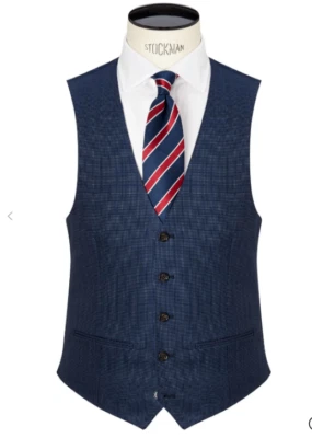 Mens Blue Waistcoat John Lewis 40 Reg Super 100s Wool Pindot Tailored - Image 1 of 4