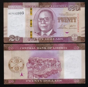 LIBERIA: B317a P#W39a  20 Liberia Dollars 2022 Uncirculated Banknote. - Picture 1 of 1