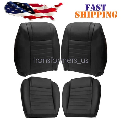 For 2005-2009 Ford Mustang GT Driver Passenger Bottom Top Leather Seat Cover BLK Foto 1 de 4