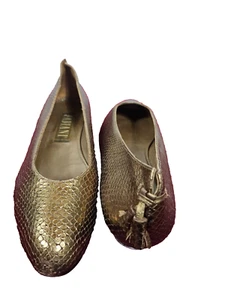 Fabiani Luxus Schuhe Damen Gold exklusiv Ballerina Loafers Gr. 39 - Bild 1 von 5