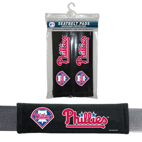 2PC MLB Philadelphia Phillies Car Truck Bag Seat Belt Pads / Shoulder Pad Covers Cover