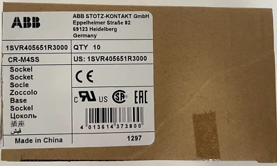 10x ABB 1SVR405651R3000 CR-M4SS Standard Socket for 2c/o or 4c/o CR-M Relay NEW - Image 1 of 4