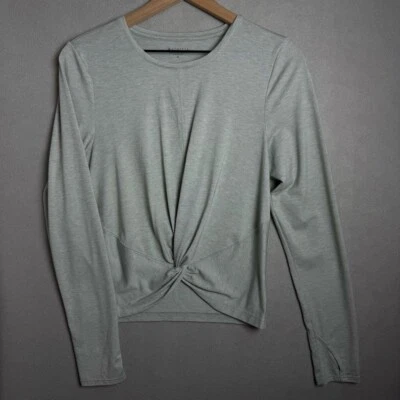 Athleta Women’s Essence Twist Top Long Sleeve Green Knotted Front Thumb Holes M - Image 1 of 4