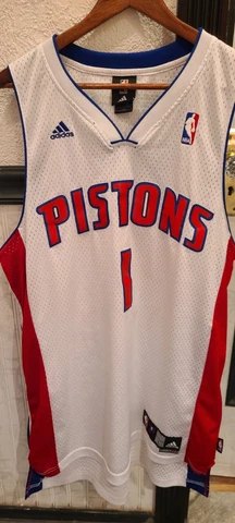 VTG NBA Adidas Detroit Pistons Chauncey Billups Jersey Mens Large SEWN Wallace Cover