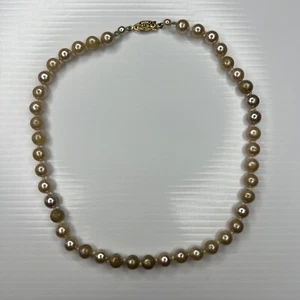 H1 G.Silver German Silver Gold Filigree Clasp Strand Pearls Retro Necklace 16” - Picture 1 of 9