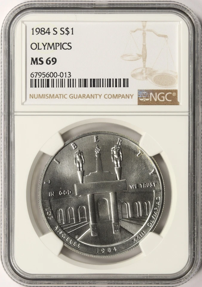 1984-S Olympics $1 Commemorative Silver Dollar NGC MS69 - Image 1 of 2
