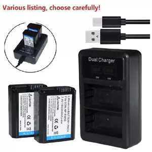 Battery or USB LCD Charger for Sony NP-FW50 BC-TRW & Sony ILCE-6500 Alpha a6500 - Picture 1 of 38