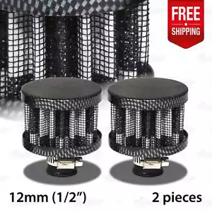 2 X UNIVERSAL 12mm Crankcase Vent Valve Mini Air Breather Auto Motorcycle BLACK - Picture 1 of 6
