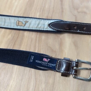 Kids Vineyard Vines Leather And Canvas American Flag Belt Size 24 - Picture 1 of 4