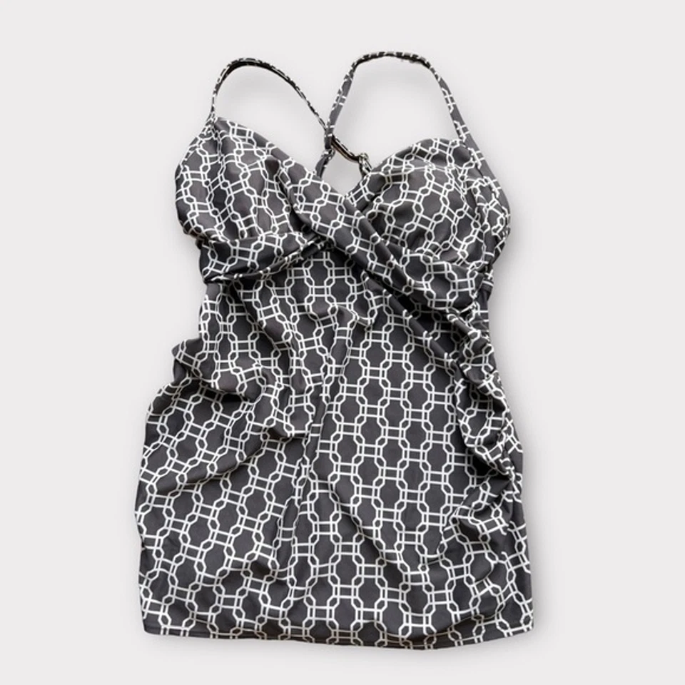 Nuevo con etiquetas Traje de Baño de Maternidad Liz Lange Tankini Top Estampado Acanalado Pequeño S Foto 1 de 4