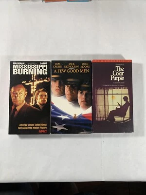 Lot of 3 Classic VHS Movies The Color Purple A Few Good Men Mississippi Burning Foto 1 de 4