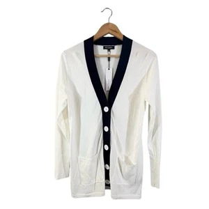 NWT 525 America Cardigan White Navy Varsity Preppy Nautical Size M - Picture 1 of 7