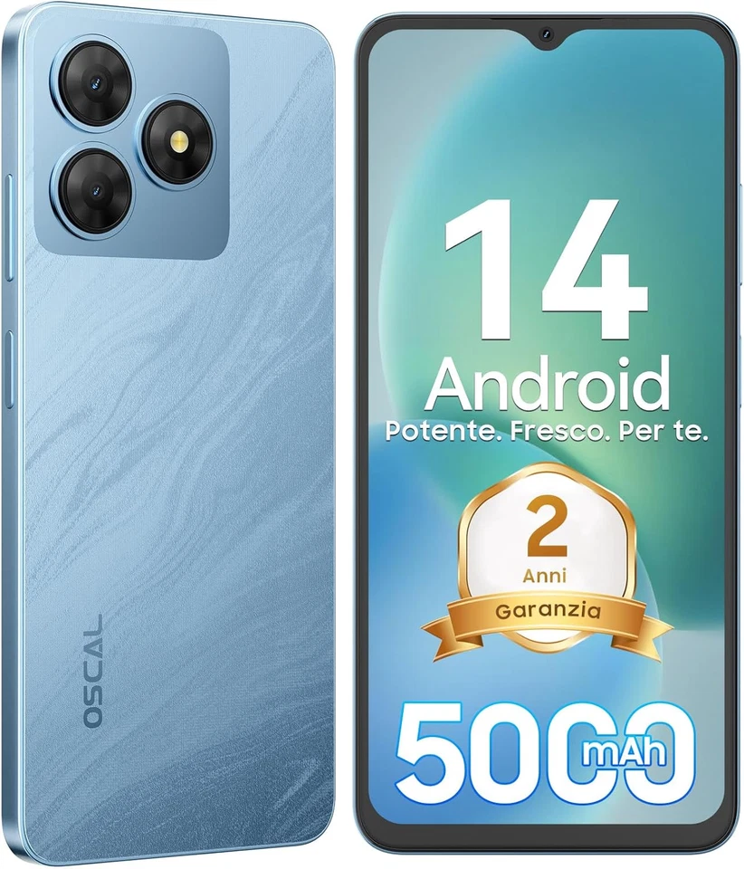 Smartphone 2025 Android 14 64GB+6GB 2TB-TF, 6.56" HD+ Telefono Cellulare Octa Co - Immagine 1 di 4