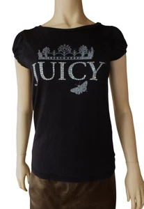 Juicy Couture Strass Logo Grafik Tee T-Shirt Top Tunika Baumwolle Gr. L Neu ohne Etikett - Bild 1 von 8