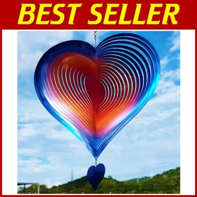 Escultura de viento corazón amor azul-naranja Foto 1 de 4