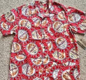 Columbia Red Drum Hawaiian Fishing Shirt Men Red River Lodge Size XL NWT - Picture 1 of 8