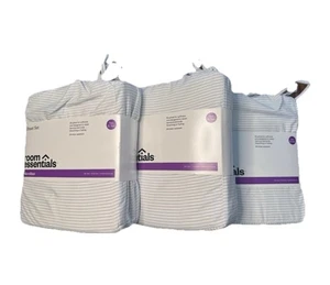 Room Essentials Twin/Twin XL Sheets 3-Pc Set Microfiber White/gary Lots Of 3 - Picture 1 of 1