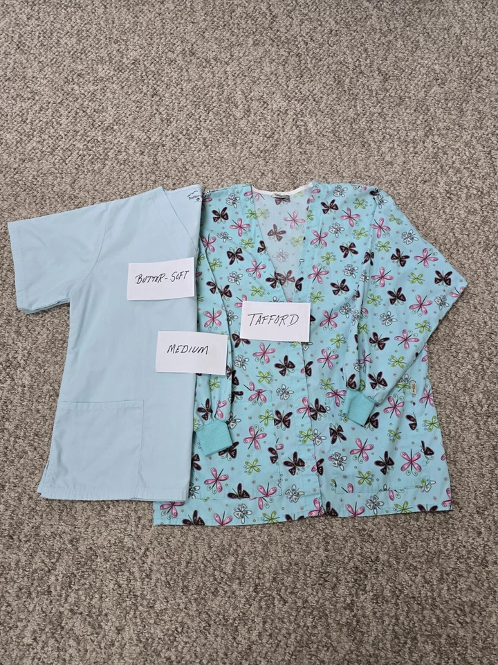 Tafford Butterfly Scrub Jacket & Butter-Soft  Scrub Top Blue - Med - Pre Owned  - Image 1 of 1