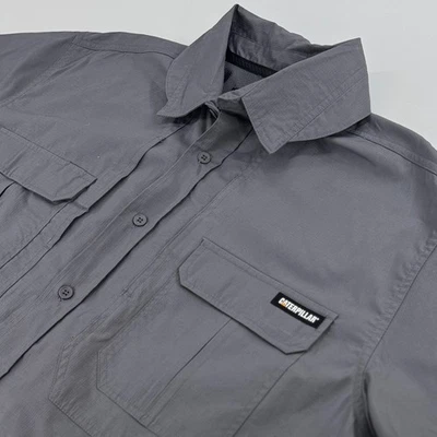 Camisa Caterpillar CAT Ropa de Trabajo PARA HOMBRES Gris Botón Cierre Bolsillos Manga Corta XL Foto 1 de 4