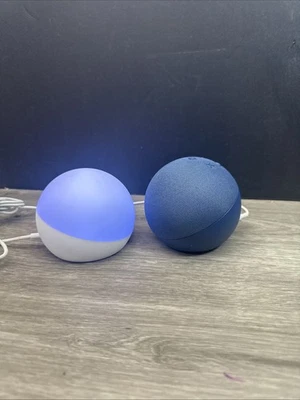 (Set Of 2) Amazon Echo Dot 5th Gen Smart Speaker Blue C2N6L4 + S7RN5S Echo Globe - Image 1 of 4