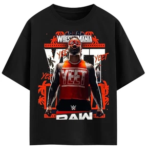 Camiseta negra WWE Jey Uso, Yeet Wrestlemania Superstar Standing Pose - Imagen 1 de 5