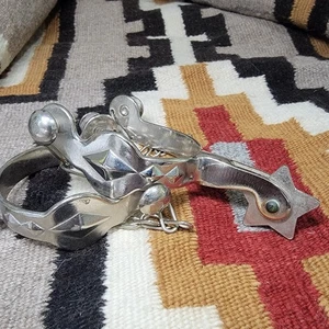 Vintage Cowboy Sporen Western Silber Reiten Stern Rowel - Bild 1 von 11