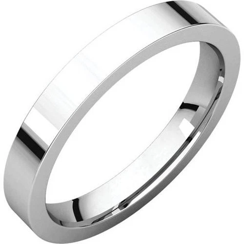 3mm 14K Solid White Gold Plain Flat Comfort Fit Wedding Band Ring New All Sizes - Image 1 of 1