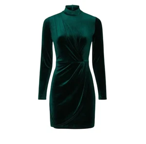 NWT Black Halo Briar Velvet Mini Dress Womens 6 Green Long Sleeve High Neck NEW - Picture 1 of 15