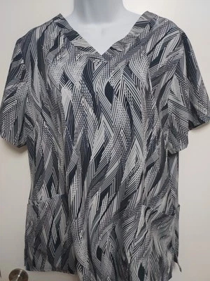 Barco One Womens Scrub Top 2XL Blk/Gray/Wht Timeless Classy - Image 1 of 4
