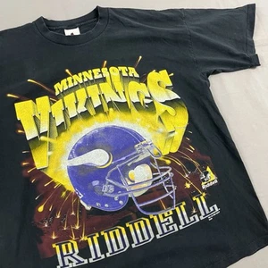 Vintage T-Shirt 90er Riddell Minnesota Vikings schwarz Gr. L - Bild 1 von 12