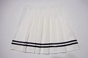 ROMWE WOMEN'S SIZE MEDIUM (6) WHITE PLEATED SKIRT WITH BLACK TRIM IN BAG - Picture 1 of 4
