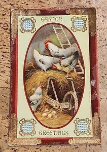 Saludos de Pascua Dessin 5 huevos de gallina dorada Alemania postal 1911 publicada - Imagen 1 de 5