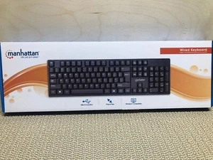 Manhattan Wired Computer Keyboard Black USB Connection, Plug & Play, Windows NIB - Picture 1 of 2