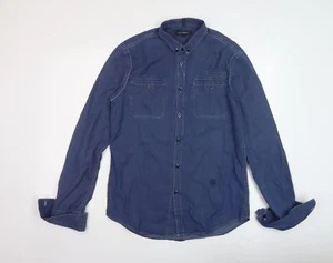 Full Circle Mens Blue Cotton Button-Up Size M Collared Button - Picture 1 of 10