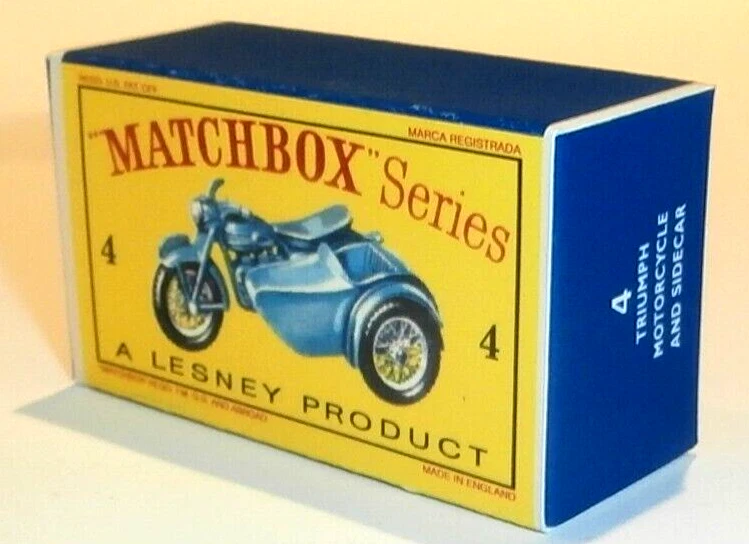 Matchbox Lesney No 4  Triumph Motor Cycle Empty Repro Box D style - Image 1 of 1