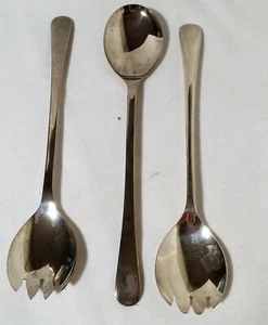 JUEGO DE SERVIR ENSALADA DE 3 PIEZAS PLATO DE PLATA SHEFFIELD INGLATERRA DISEÑO LISO 9,50" - Imagen 1 de 3