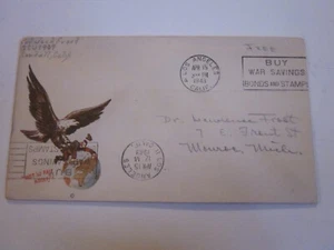 WWII US 1943 LOS ANGELES CALIFORNIA Patriotic MINKUS CACHET NOT SO FAST ADOLF! - Bild 1 von 3