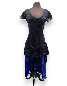 Moulin Rouge Black Blue Show Girl Saloon Girl Dress Size Small Cosplay Ex Hire - Picture 1 of 7