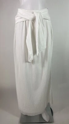 J.Crew Small White Side Slits Soft Gauze Tie Front Maxi Skirt Elastic Waist - Image 1 of 4
