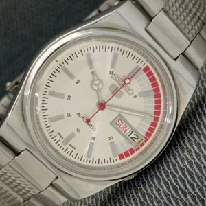 GENUINE VINTAGE SEIKO 5 AUTOMATIC JAPAN MENS SILVER COLOR DIAL WATCH a781-A - Bild 1 von 10