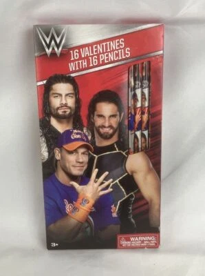 WWE Valentine’s Day Card 2017 16 Cards & Pencils John Cena Roman Reigns New - Image 1 of 4