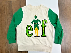 Elf x Hanna Anderson Youth Size 4 White Green Pullover Sweater - Picture 1 of 10