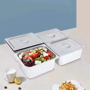 4 Packs 6"Deep 1/2 Size Stainless Steel Steam Table Pans w/ Lids Food Prep Hotel - Picture 1 of 9