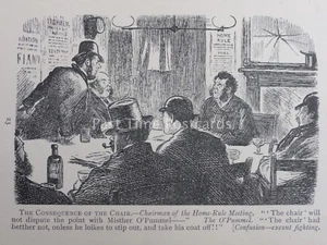 Ireland Irish Humour CHAIRMAN OF THE HOME RULE MEETING Antique Cartoon - Picture 1 of 2