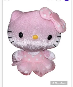 2014 Ty Beanie Babies 7" Plush Pink Velvet Hello Kitty Ballerina Polka Dot Tutu - Picture 1 of 2