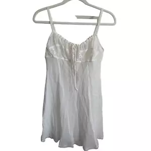 Victoria’s Secret y2k Crema Blanco Seda Encaje Lechera Mediano Slip Vestido Chemise - Imagen 1 de 5