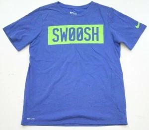 Large Nike Swoosh Blue Green Short Sleeve Crew Neck Woman's Graphic T-Shirt VV7 - Picture 1 of 8