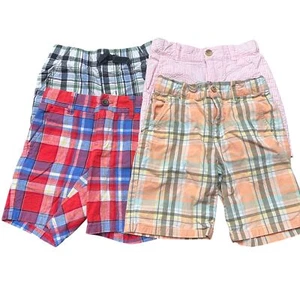 Lot of 4 Janie & Jack Shorts Boys 4 XS Gymboree 4T Cotton Linen Plaid Stripe - Picture 1 of 21